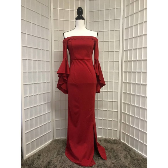 VfEmage Off-Shoulder Bell Sleeve Dress - Picture 1 of 4